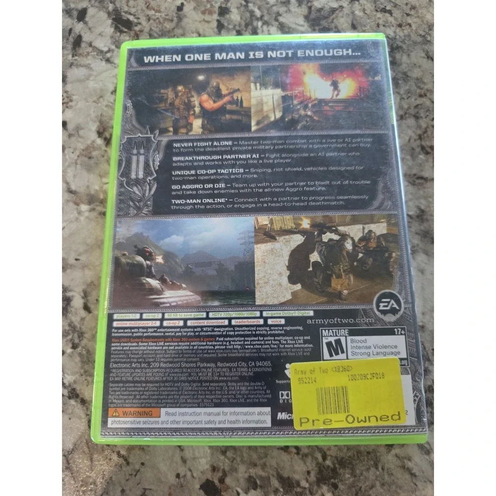 Microsoft Xbox 360 Game - Army of Two CIB Complete Tested And Working